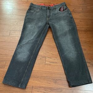 VTG Y2K Notorious B.I.G. Gray Distressed Denim Jeans Hip Hop Grunge Men's 36x30